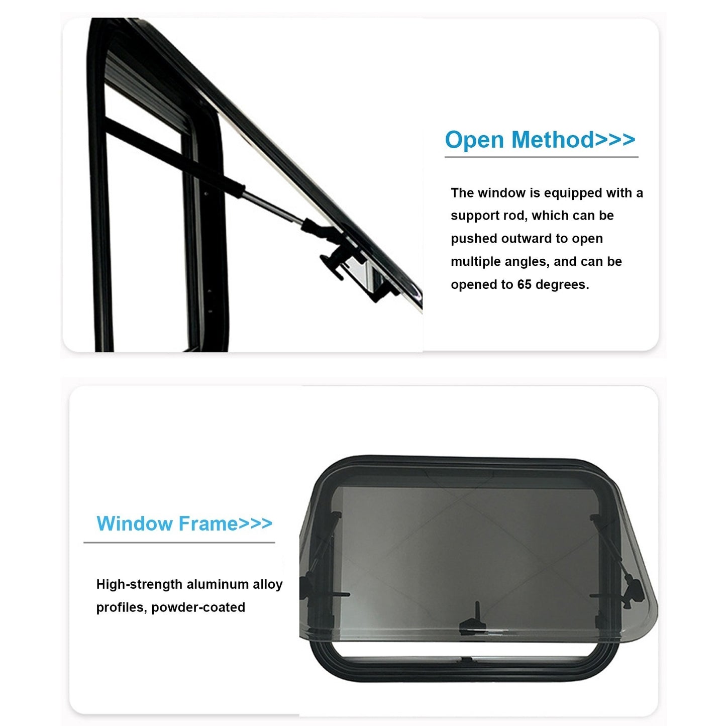 Camping Car Skylight Fitted Van Equipment Adjustable Angle Caravan Window Motorhome Window for Mobile Home Caravan Van and House